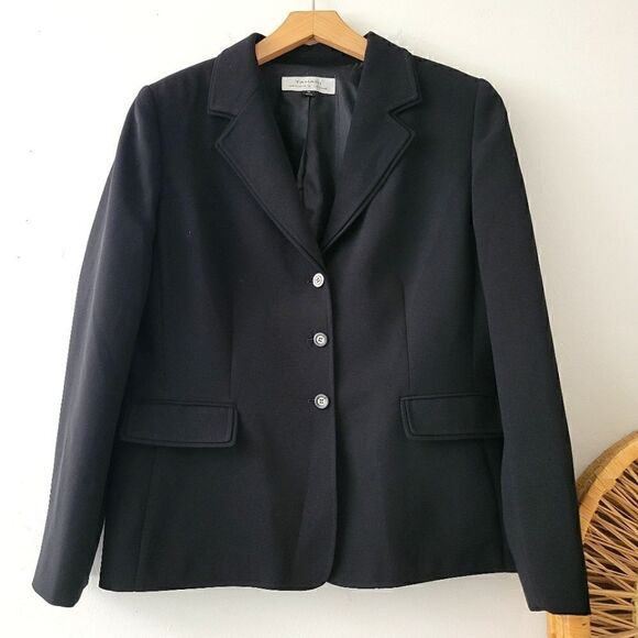 Tahari Black Blazer Jacket Button Front 14 - Picture 1 of 6